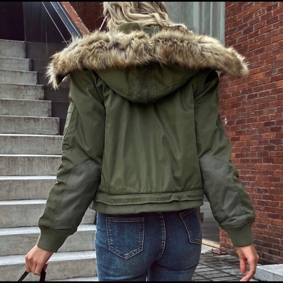 The Woodland Faux Fur Hooded Bomber Jacket - Picture 5 of 7